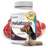 K9 Select Melatonin bottle with dog chews promoting calm during storms