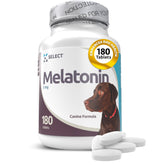 K9 Select melatonin dog tablets bottle providing calming aid for large dogs