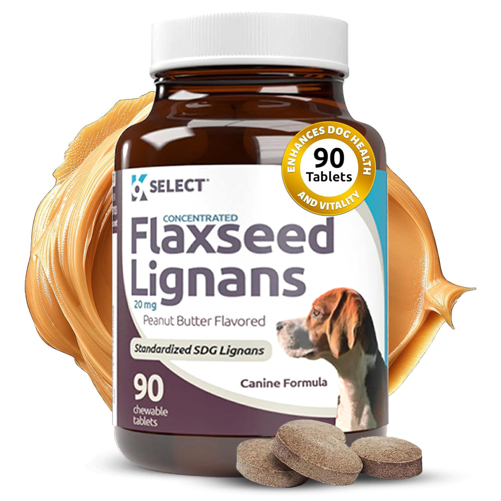K9 Select peanut butter chewable tablets for dogs, a tasty daily treat that supports overall wellness.