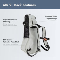 K9 Sport Sack Air 2 medium macro-mesh increases airflow to keep dogs cool.