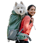 K9 Sport Sack Kolossus XXL Myrtle Green dog backpack worn for hands-free hiking.