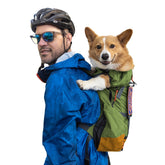 K9 Sport Sack Urban 3 leafy-backpack demonstrates hands-free city travel for dogs.