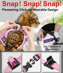 Kaazylab cat harness soft padding and no-pull design pink M enhances comfort on walks.