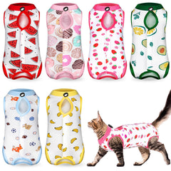 Kacctyen cat recovery suit package content shows six colorful pieces for quick rotation.