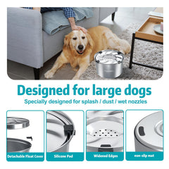 Kactoily 5.6L no-spill dog bowl slow-drinking disk demonstrates calmer sipping.