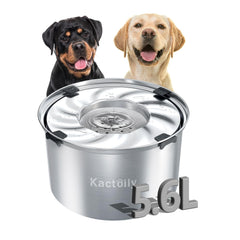 Kactoily 5.6L no-spill dog bowl wide shot shows large capacity for busy households.