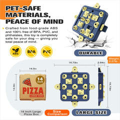 KADTC dog puzzle with four removable flip-lids offering varied challenges