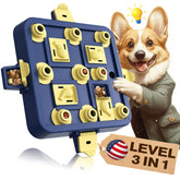 KADTC dog puzzle with three levels of sliding compartments for mental challenge