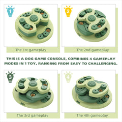 KADTC dog puzzle toy in use with a focused dog