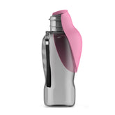Kalimdor dog water bottle pink cap demonstrates leak-proof, one-handed operation for effortless hydration.