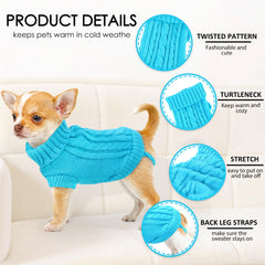 Kallfir's cutie XXS dog sweater back view showing snug, elastic knit.