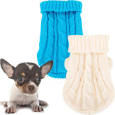 Kallfir's cutie XXS dog sweater front view, warm turtleneck for tiny dogs.