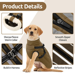 KAMA BRIDAL dog coat with built-in harness showing secure D-ring for easy leash.