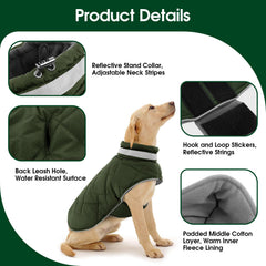 KAMA BRIDAL dog winter coat back view shows adjustable belly closure for secure fit.