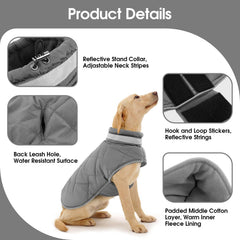 KAMA BRIDAL dog winter coat grey back view highlighting water resistance for snowy outdoors