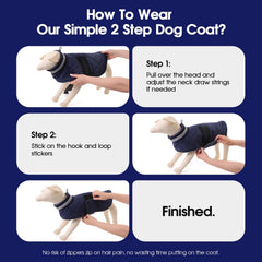 Kama Bridal dog winter coat back-leash hole for secure walking.