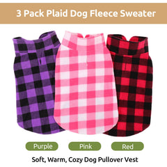 KAMA BRIDAL three-pack red plaid dog coat ready for outdoor walks