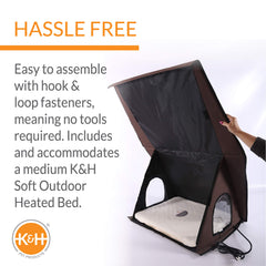 K&H A-Frame side view highlights weatherproof, insulated protection from cold and damp.