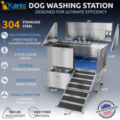 KANIS 304 stainless steel dog bath tub front profile for leak-proof cleanup