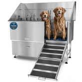 KANIS Dog Washing Station 61-inch stainless steel view with drawer for organized grooming routines.