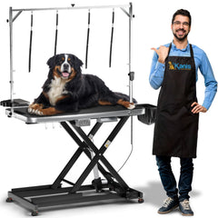 KANIS professional electric dog grooming table full workstation enables mobile, efficient grooming sessions.