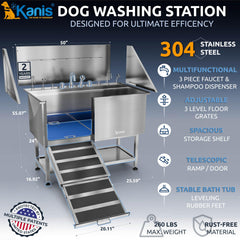 KANIS stainless-steel dog bath tub demonstrates durable, rust-resistant build for daily grooming.