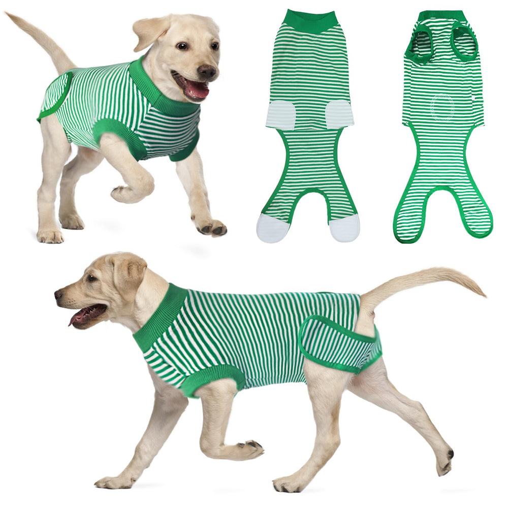 KAROKU dog recovery suit close-up on buttons for easy wear and secure fit