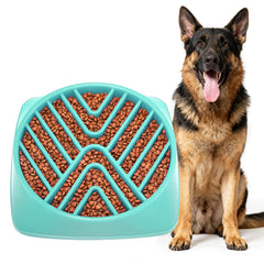 KASBAH slow feeder bowl for large dogs with stable square base promotes steady, slower eating.