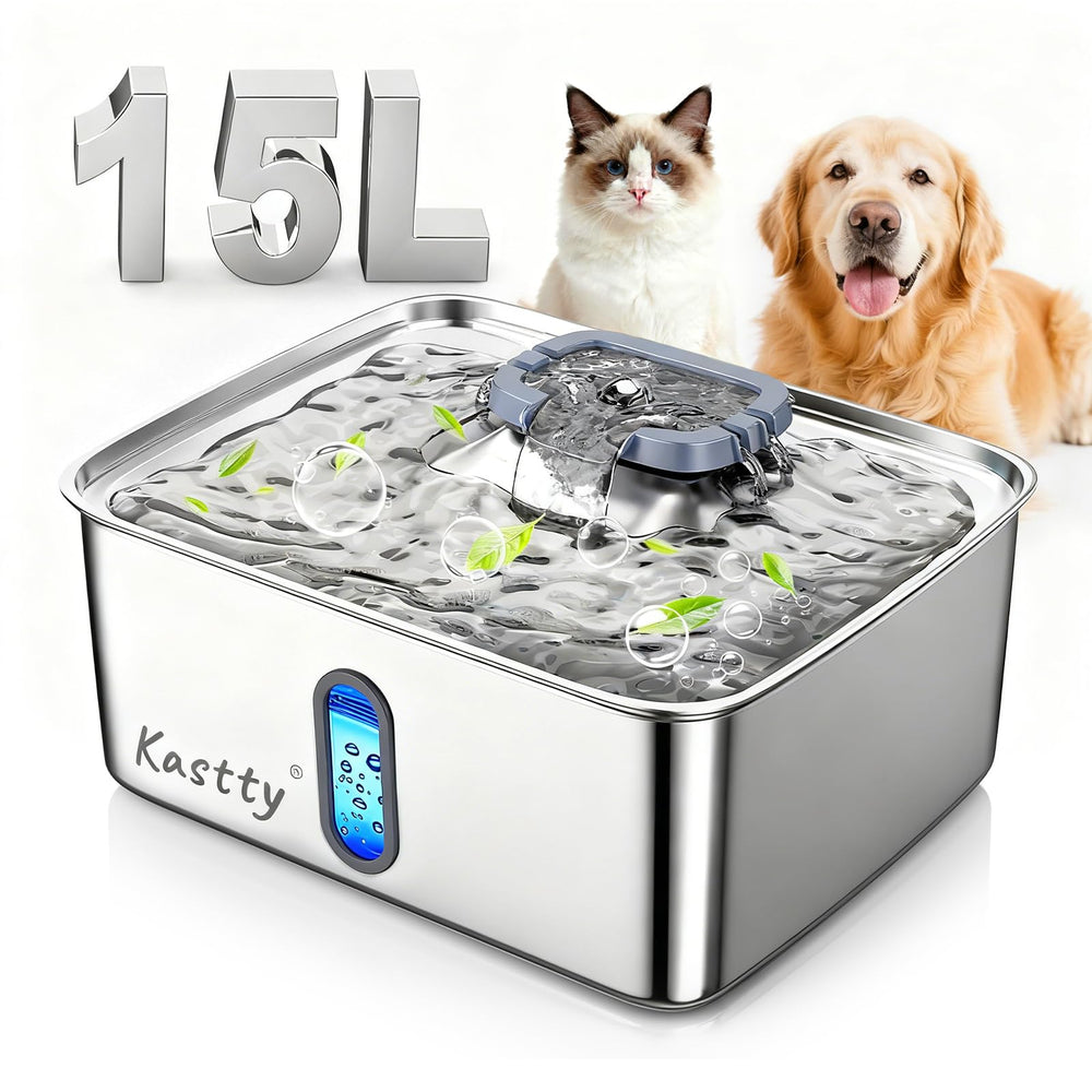 Kastty dog water fountain front view with 15L capacity for large breeds