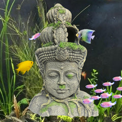 Kathson Buddha Head Aquarium Decor front view adds a calming focal point to tanks