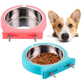 Kathson crate dog bowl with removable stainless steel inner bowl for easy refills.