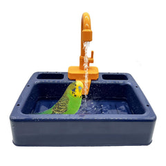 Kathson parrot bathtub with automatic shower faucet delivers hands-free bathing for small birds.