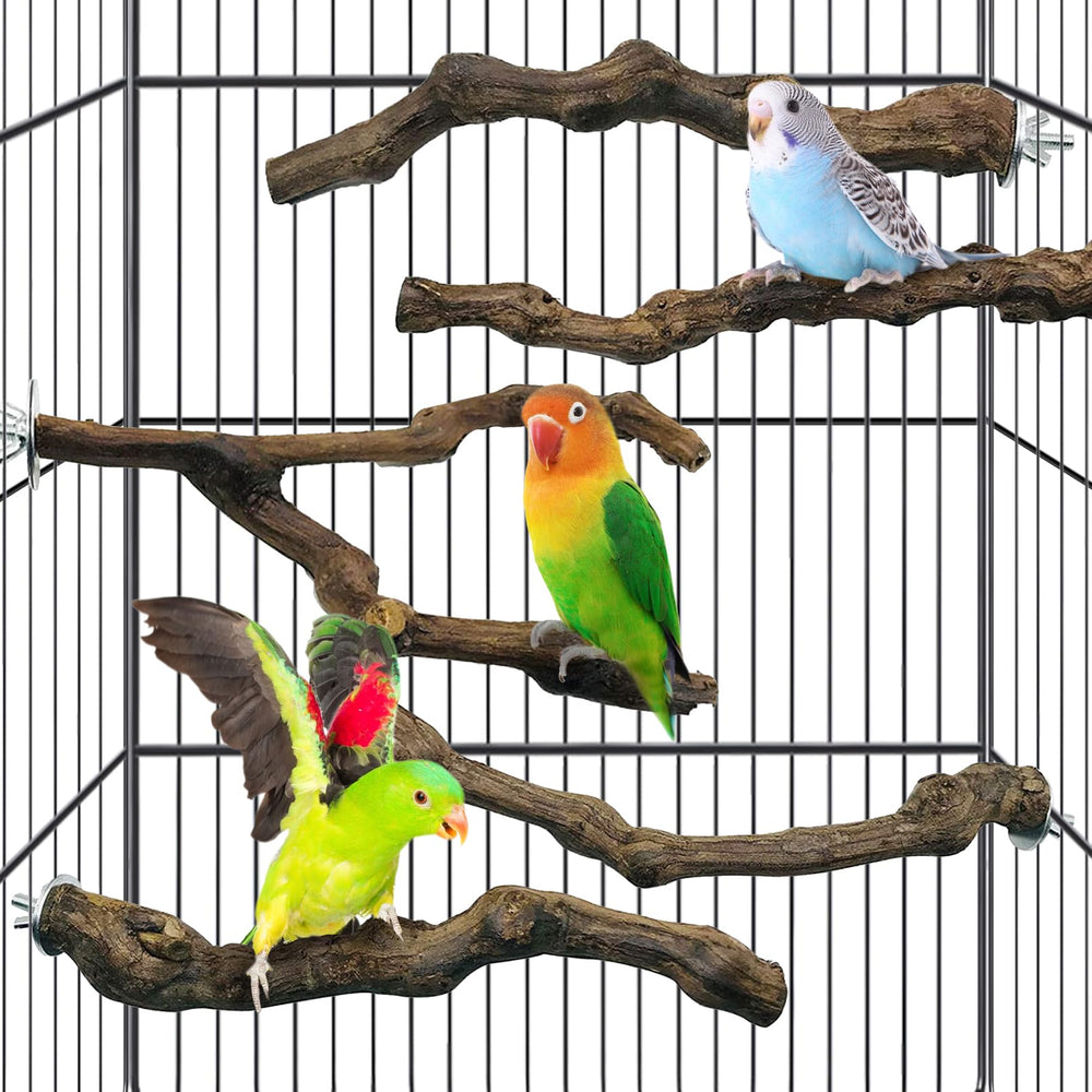 Kathson parrot perch natural grapevine assembly promotes natural perching and chewing.