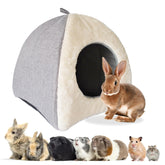 Kathson Rabbit Bed Warm Hideout front view in creamy white for small pets.