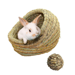 Kathson Rabbit Grass House inside a cage offers a cozy hideaway for small pets.