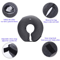 Katoggy inflatable cone collar features soft plush cover for comfortable recovery.