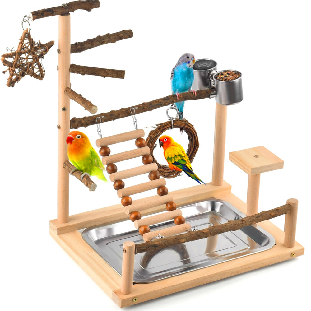 KATUMO Bird Playground natural wooden perch enhances safe exploration and climbing for small birds