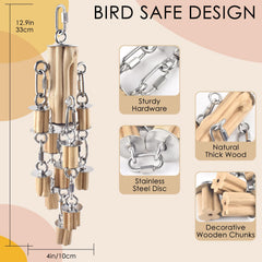 KATUMO parrot toys natural wood blocks detail shows safe, textured chewing surfaces.
