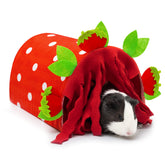 Kaycowza guinea pig hideout tunnel with red strawberry pattern for cozy resting