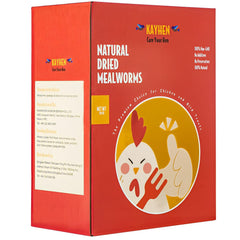 KayHEN dried mealworms in a chicken feeder bowl for protein boost