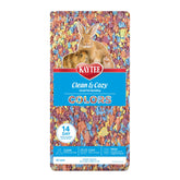 Kaytee Clean & Cozy Colors Kaleidoscope packaging showcasing colorful bedding.