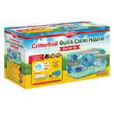 Kaytee CritterTrail Quick Clean Habitat with disposable bedding tray for quick cleanup.