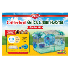 Kaytee CritterTrail Quick Clean Habitat rooftop door for convenient maintenance.