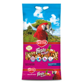 Kaytee Fiesta Big Bites macaw food bag closeup shows premium ingredients for foraging
