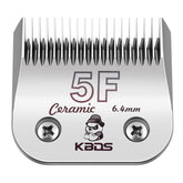 KBDS detachable ceramic blade close-up showing 5F 6.4mm cut for smooth grooming.