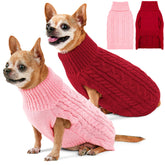 KCFESTIHUE small pink turtleneck dog sweater front view for cozy warmth.