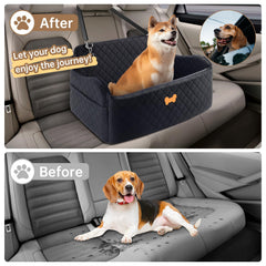 KEELUXE dog booster seat shows enhanced road view for calm rides