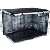 Kefit dog crate cover 36 inch front view creates a dark, calm space for your dog.