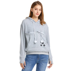Kei Tomlison unisex hoodie pet holder—side view shows spacious pocket for pet or items.