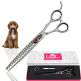 Kenchii Love dog grooming scissors full-view shows professional build for precise trimming and long-lasting sharpness.